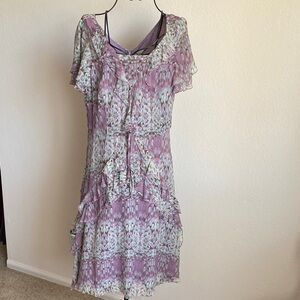 Sundance Silk Purple Floral Midi Dress